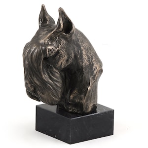 Statua di Schnauzer, scultura in bronzo fuso freddo, base in marmo, arredamento per la casa e l'ufficio, trofeo per cani, statuetta per cani, memoriale del cane