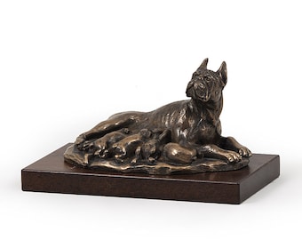 Boxer Mother with puppies Statue, Cold Cast Bronze Sculpture, Home and Office Decor, Dog Trophy, Dog Figurine, Dog Memorial, Statuette