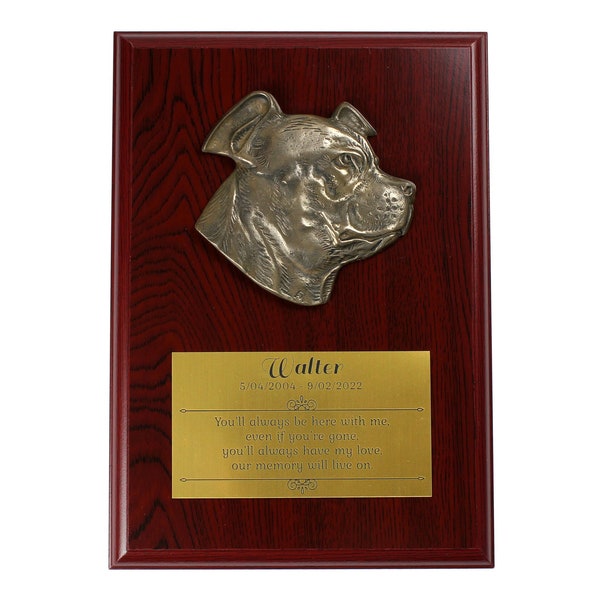 Staffordshire Bullterrier Memorial Board, Cold Cast Bronze Plaque, Dog Loss Board, Home and Office Decor, Dog Memorial