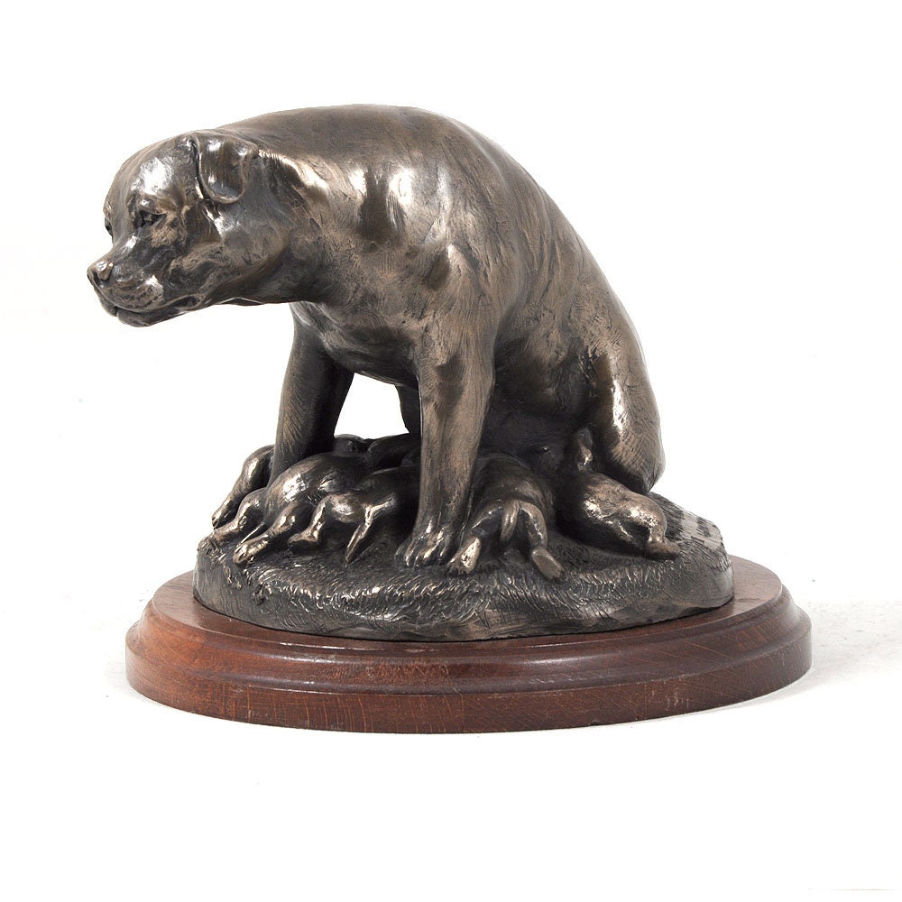 Rottweiler Mother With Puppies Statue, Cold Cast Bronze Sculpture, Home ...