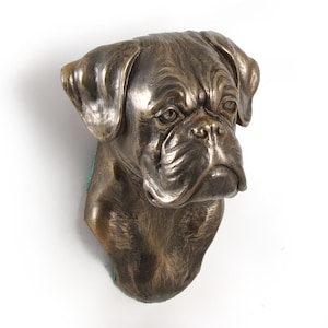 Boxer Hanging Statue, Cold Cast Bronze Sculpture, Hanging dog bust, Home and Office Decor, Dog Trophy, Dog Figurine, Dog Memorial