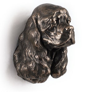American Cocker Spaniel Hanging Statue, Cold Cast Bronze Sculpture, Hanging dog bust, Home and Office Decor, Dog Trophy, Dog Figurine