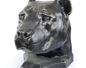 American Staffordshire Terrier Urn, Dog Ashes Memorial Sculpture, Resin Bronze Look Home Garden
