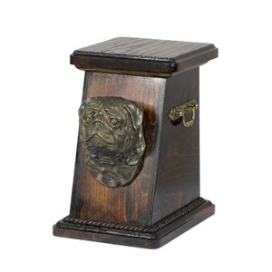 Pug Urn for Dog Ashes, Memorial with Statue, Urn with Statuette