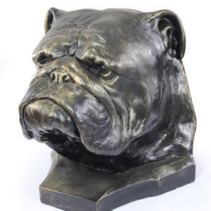 English Bulldog Urn for Dog Ashes, Big Head Statue, Resin Sculpture, Home and Garden Memorial