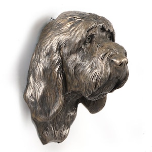 Grand Basset Griffo Vendeen Hanging Statue, Cold Cast Bronze Sculpture, Hanging dog bust, Home and Office Decor, Dog Trophy, Dog Figurine