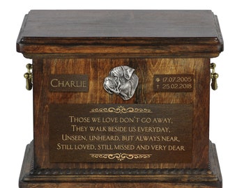 Bullmastiff Urn for Dog Ashes, Personalized Memorial with Relief, Pet’s Name and Quote