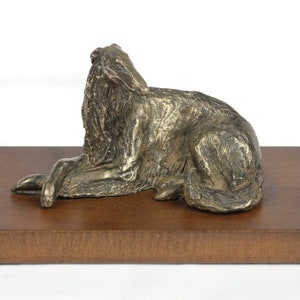 Statua Borzoi, Scultura in bronzo fuso freddo, Base in legno o marmo, Decorazione per la casa e l'ufficio, Trofeo del cane, Figurina del cane, Memoriale del cane, Statuetta