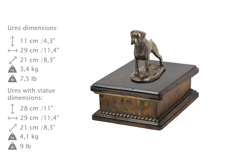 Boxer ungecropped Urne für Hund Asche Denkmal mit Statue auf Etsy