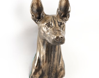 Pharaoh Hound Hanging Statue, Cold Cast Bronze Sculpture, Hanging dog bust, Home and Office Decor, Dog Trophy, Dog Figurine, Dog Memorial