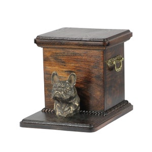 Französische Bulldogge Urne für Hundeasche, Denkmal mit Statue, Urne mit stehenden Statuette
