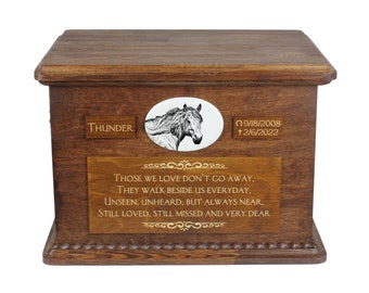 Basque Mountain Horse Big Urn for Horse Ashes, Personalized Memorial with photo, Custom horse urn, Horse Memorial, Big urn for horse
