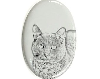 Korat Cat Tombstone Plaque with a Photo of a Cat, Ceramic plate with Your Cat&#39;s Photo, Custom Memorial Plaque