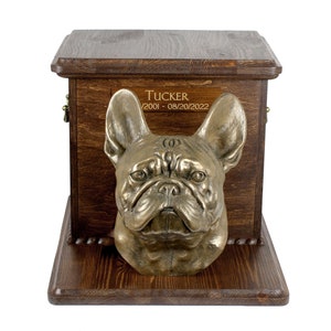 French bulldog Big Urn for Dog Ashes, Cutomizable urn, Urn for dog with statue, Dog memorial with sculpture