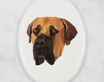 Boerboel Placa de lápida con un gráfico, placa de cerámica con perro geométrico, placa conmemorativa
