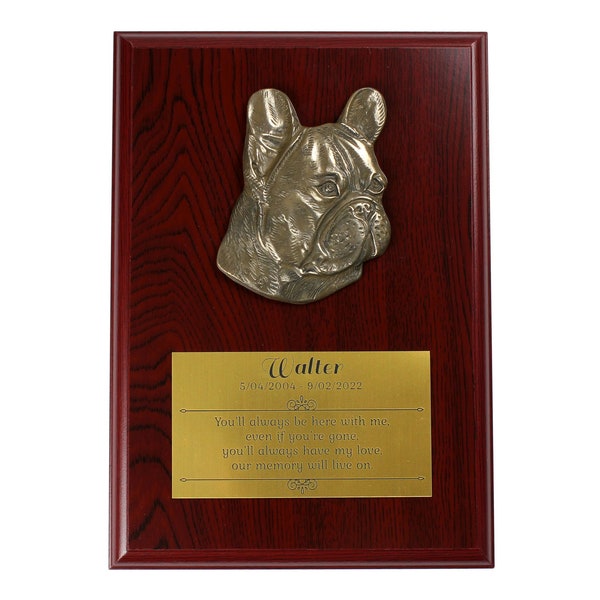 French bulldog Memorial Board, Cold Cast Bronze Plaque, Dog Loss Board, Home and Office Decor, Dog Memorial