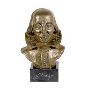 William Shakespeare Statue, Cold Cast Bronze Sculpture, Marble Base, Home and Office Decor, Trophy, Statuette