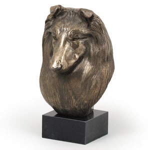 Statua del cane da pastore scozzese, scultura in bronzo fuso freddo, base in marmo, arredamento per la casa e l'ufficio, trofeo per cani, statuetta per cani, memoriale del cane