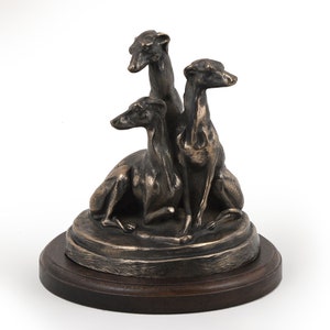 Whippets Statue, Cold Cast Bronze Sculpture, Wooden or marble base, Home and Office Decor, Dog Trophy, Dog Figurine, Memorial, Statuette