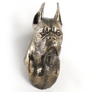 Boxer Hanging Statue, Cold Cast Bronze Sculpture, Hanging dog bust, Home and Office Decor, Dog Trophy, Dog Figurine, Dog Memorial