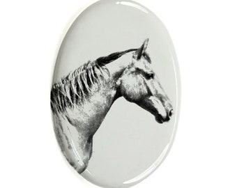 Placa de lápida Selle Francais con una foto de un caballo, placa de cerámica con la foto de su caballo, placa conmemorativa personalizada