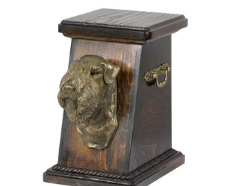 Wheaten Terrier Soft Coated Urn for Dog Ashes, Memorial with Statue, Urn with Statuette