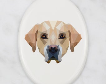 Placa de lápida de Labrador con gráficos, placa de cerámica con perro geométrico, placa conmemorativa
