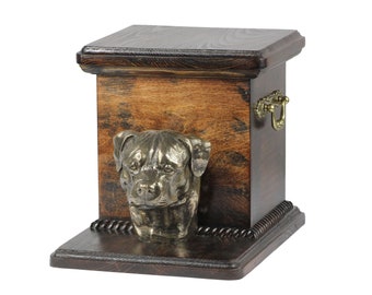 Rottweiler Urn for Dog Ashes, Memorial with Statue, Urn with Standing Statuette