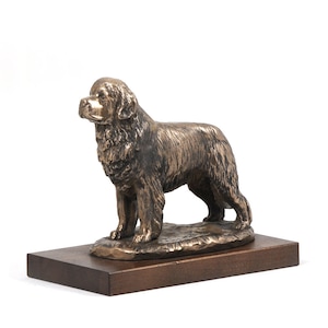 Statua di Terranova, Scultura in bronzo fuso a freddo, Base in legno o marmo, Arredamento per la casa e l'ufficio, Trofeo per cani, Figurina di cane, Memoriale, Statuetta