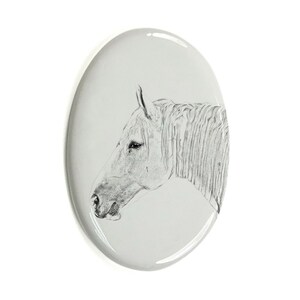 Boulonnais horse Tombstone Plaque with a Photo of a Horse, Ceramic plate with Your Horse&#39;s Photo, Custom Memorial Plaque