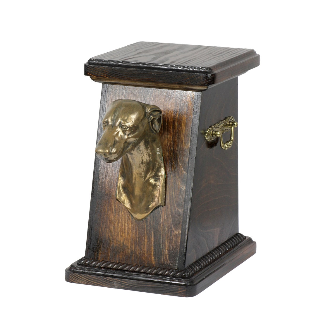Greyhound Urn for Dog Ashes, Memorial With Statue, Urn With Statuette