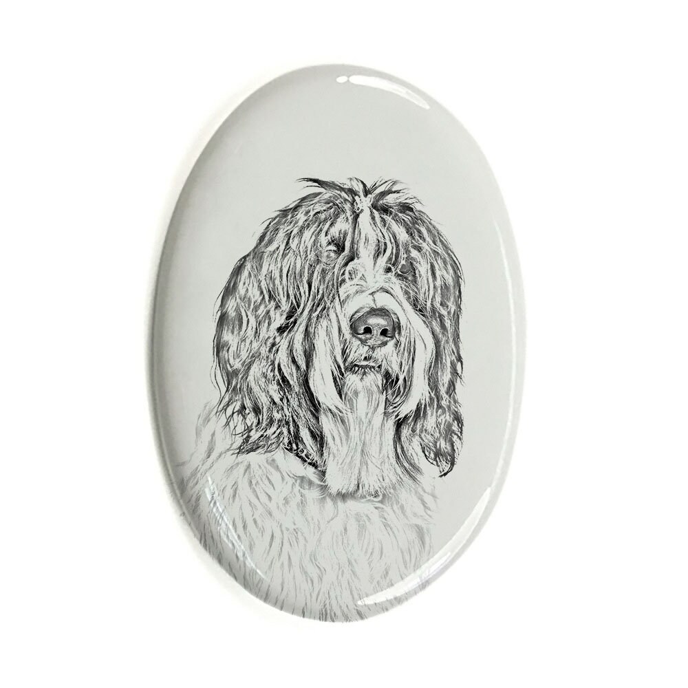 Schapendoes Tombstone Plaque with a Photo of a Dog, Ceramic plate with Your Dog's Photo, Custom Memorial Plaque