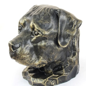 Rottweiler Urn for Dog Ashes, Big Head Statue, Resin Sculpture, Home and Garden Memorial