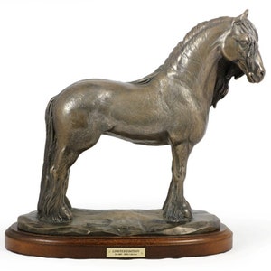 Fresian horse mare Horse Statue, Cold Cast Bronze Sculpture, Wooden Base, Home and Office Decor, Horse Trophy, Horse Figurine