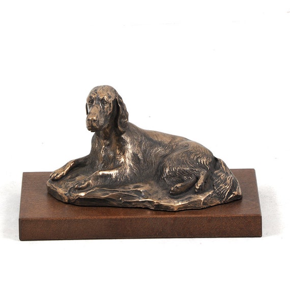 セッター像、コールドキャストブロンズ彫刻、木製または大理石の台座