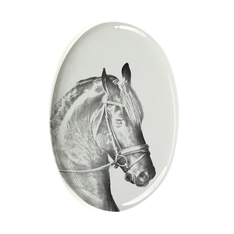 Friesian Horse Tombstone Plaque with a Photo of a Horse Custom Memorial Plaque Ceramic plate with Your Horse/'s Photo