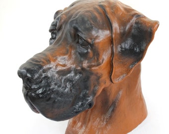 Brown Great Dane Dog Ashes Urn, Hand-painted Resin Statue, Home and Garden Memorial Sculpture