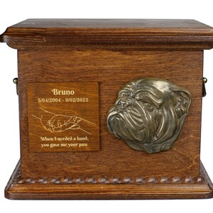Bulldog Urn for Dog Ashes, Personalized Memorial with Relief, Pet’s Name and Quote, Custom urn for dog's ashes