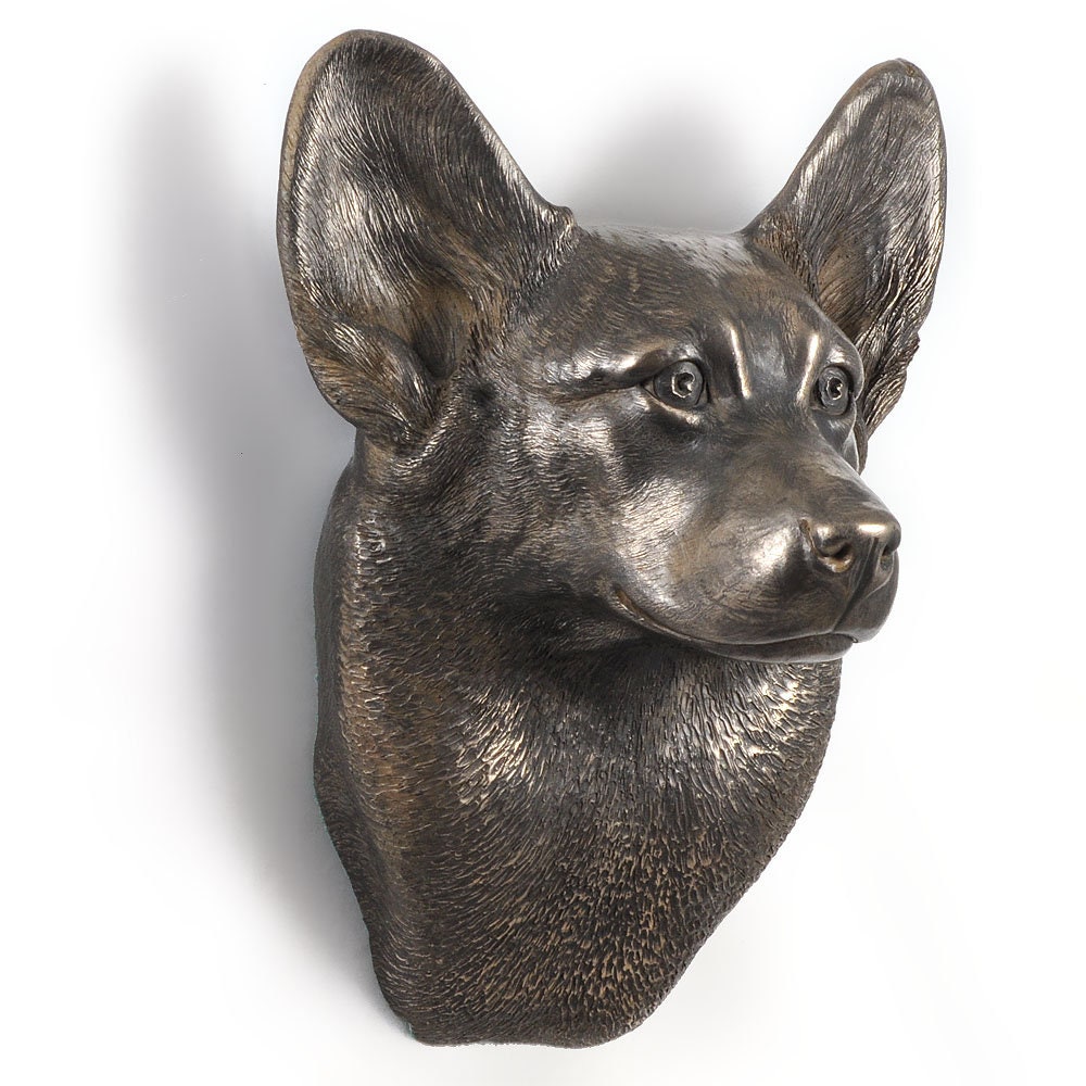 Corgi Pembroke Hanging Statue, Cold Cast Bronze Sculpture, Dog Bust, Home & Office Decor, Dog Trophy, Figurine, Memorial