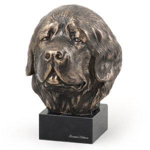 Statua di Terranova, scultura in bronzo fuso freddo, base in marmo, arredamento per la casa e l'ufficio, trofeo per cani, statuetta per cani, memoriale del cane