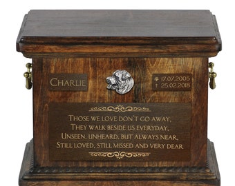 Rottweiler Urn for Dog Ashes, Personalized Memorial with Relief, Pet’s Name and Quote