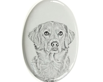 Nueva Escocia Pato Tolling Retriever Placa de lápida con una foto de un perro, placa de cerámica con la foto de su perro, placa conmemorativa personalizada