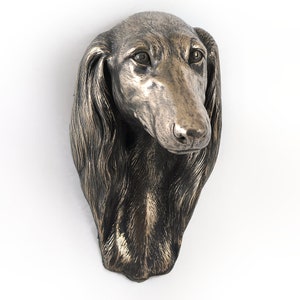Saluki Hanging Statue, Cold Cast Bronze Sculpture, Hanging dog bust, Home and Office Decor, Dog Trophy, Dog Figurine, Dog Memorial
