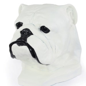 English Bulldog white Urn for Dog Ashes, Big Head Statue, Resin Sculpture, Home and Garden Memorial