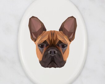 Placa de lápida Bulldog Francesa con gráficos, placa de cerámica con perro geométrico, placa conmemorativa