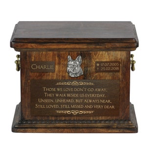 French Bulldog Urn for Dog Ashes, Personalized Memorial with Relief, Pet’s Name and Quote