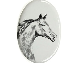 Placa de lápida de Zweibrucker con una foto de un caballo, placa de cerámica con la foto de su caballo, placa conmemorativa personalizada