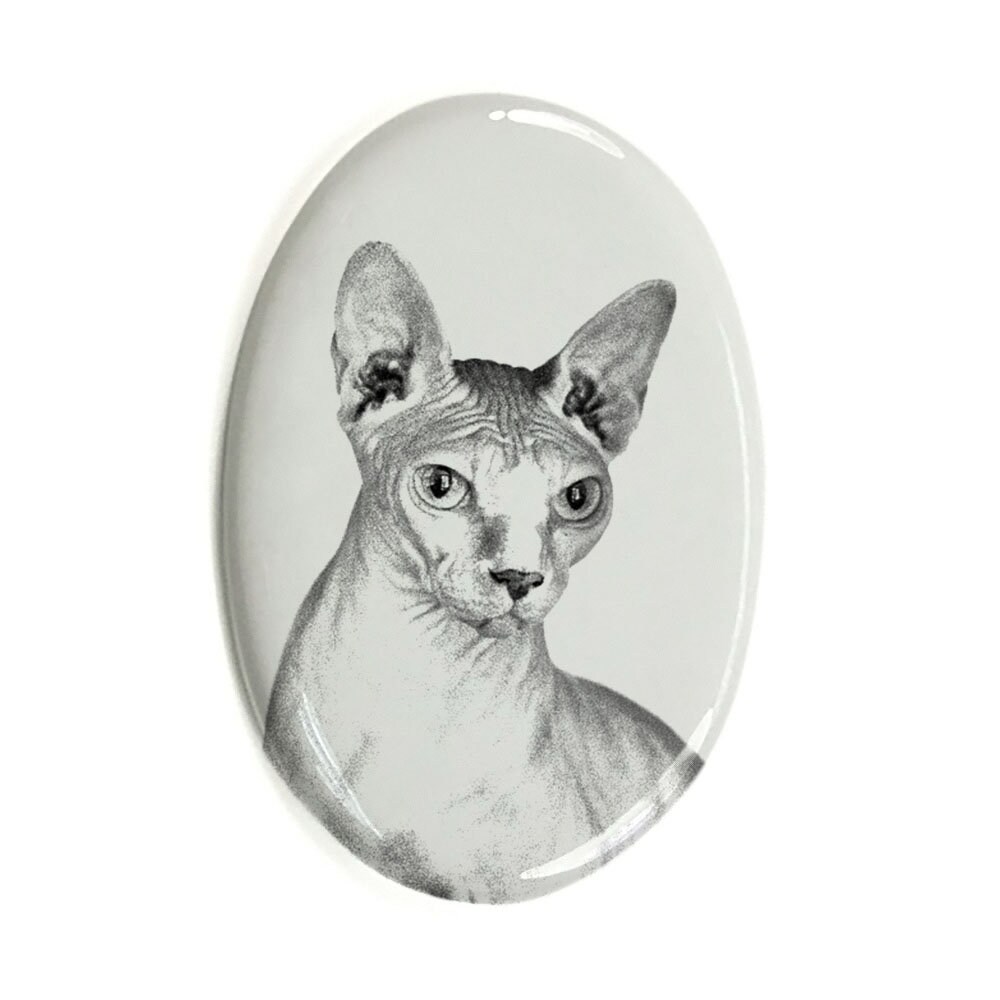 Sphynx Tombstone Plaque with a Photo of a Cat, Ceramic plate with Your Cat's Photo, Custom Memorial Plaque