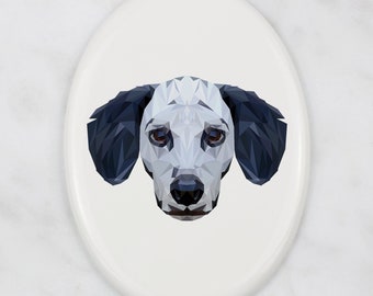 Placa de lápida dálmata con gráficos, placa de cerámica con perro geométrico, placa conmemorativa