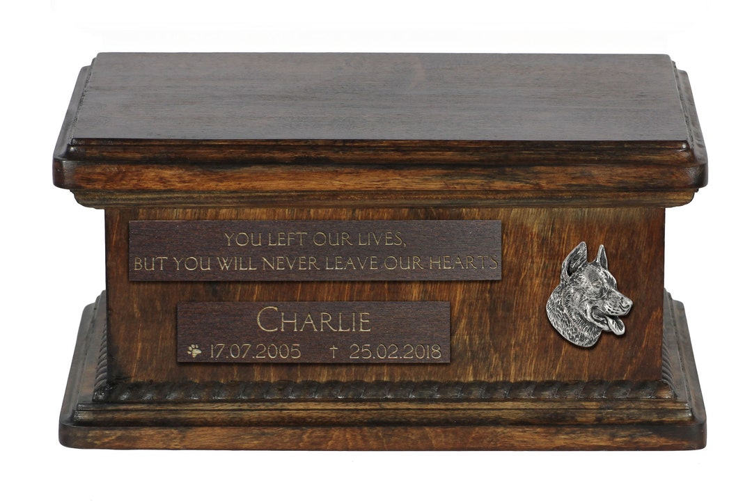 German Shepherd Urn For Dog Ashes Personalized Memorial With Relief